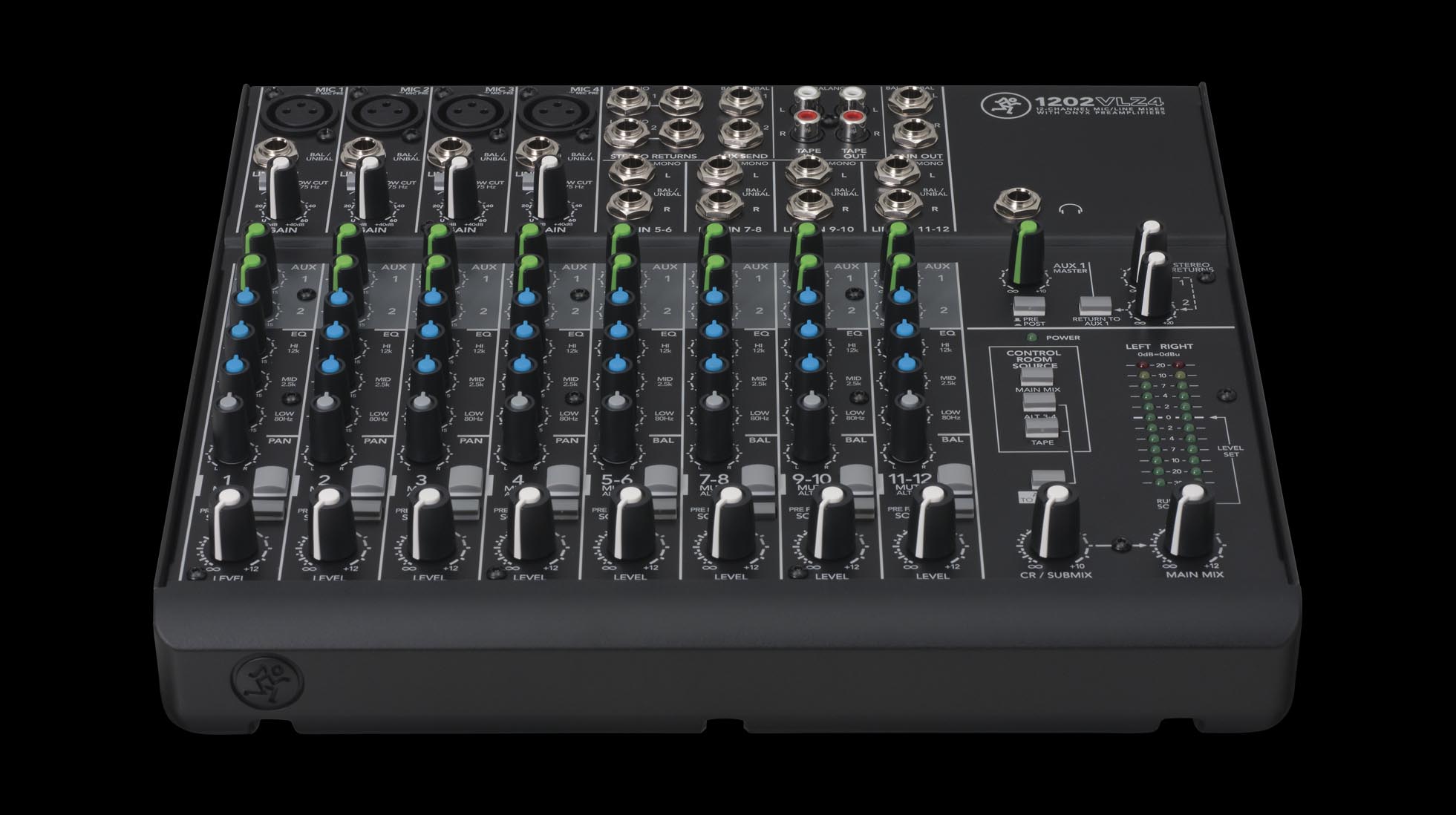 Audiomixer, 12-Kanal-Mixer, Schwarz, Drehregler, Schieberegler