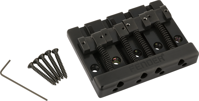 Fender HiMass 4-String Bass Bridge Assembly With Zinc Saddles Black