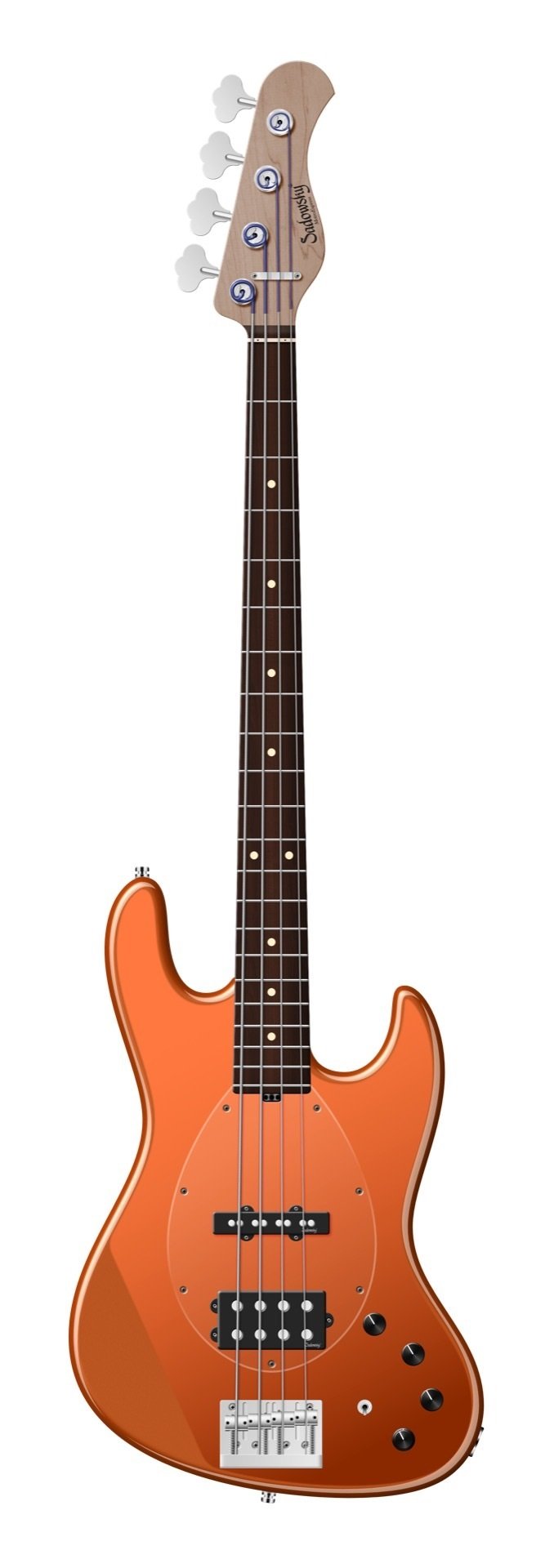 MetroExpress 21-Fret Vintage M/J Bass, Morado Fingerboard, 4-String - Solid Candy Apple Orange Metal