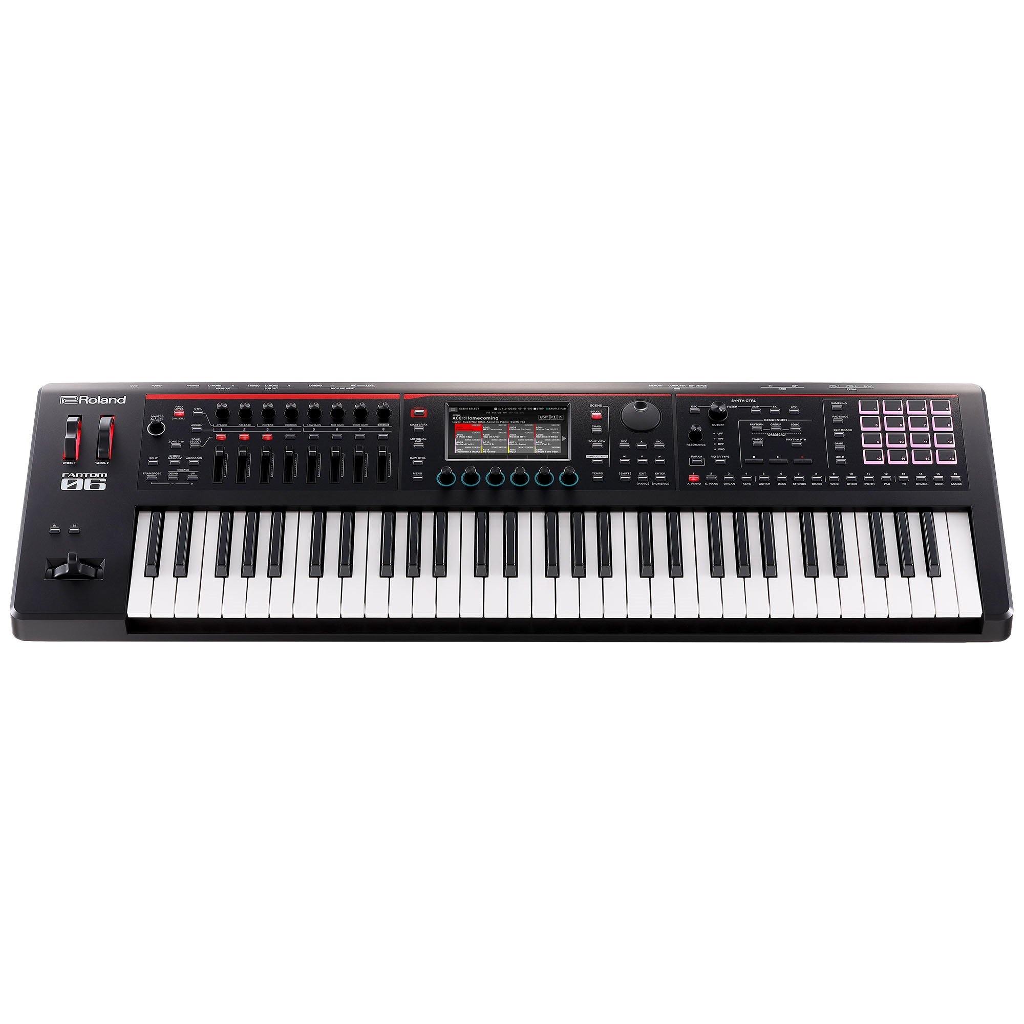 ROLAND Fantom-06 Workstation Synthesizer  Perspektivische Ansicht