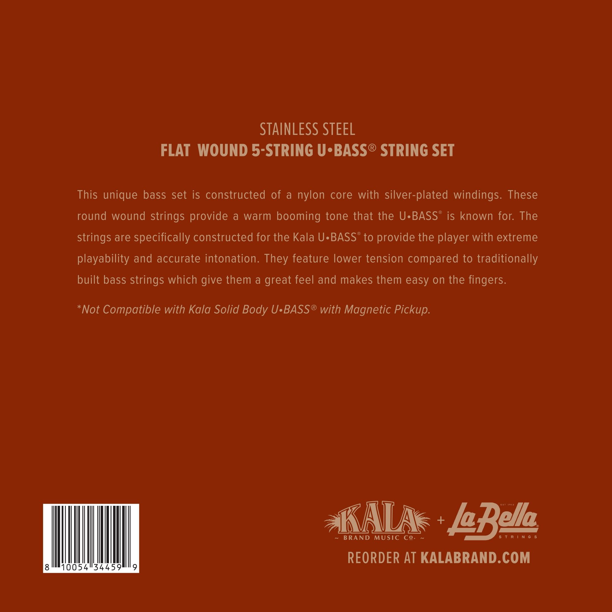 U-Bass Solid Body Flatwound String Set, 5-String (by La Bella)