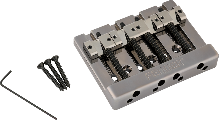 Fender HiMass String-Through 4-String Bass Bridge Assembly Black Chrome