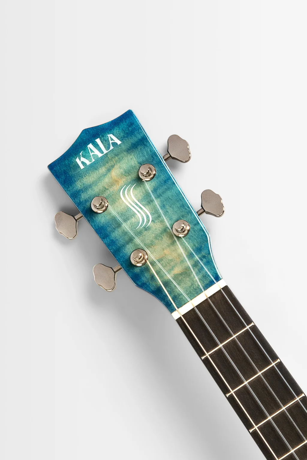 All Solid Blue Flame Maple Waterfall Baritone Ukulele