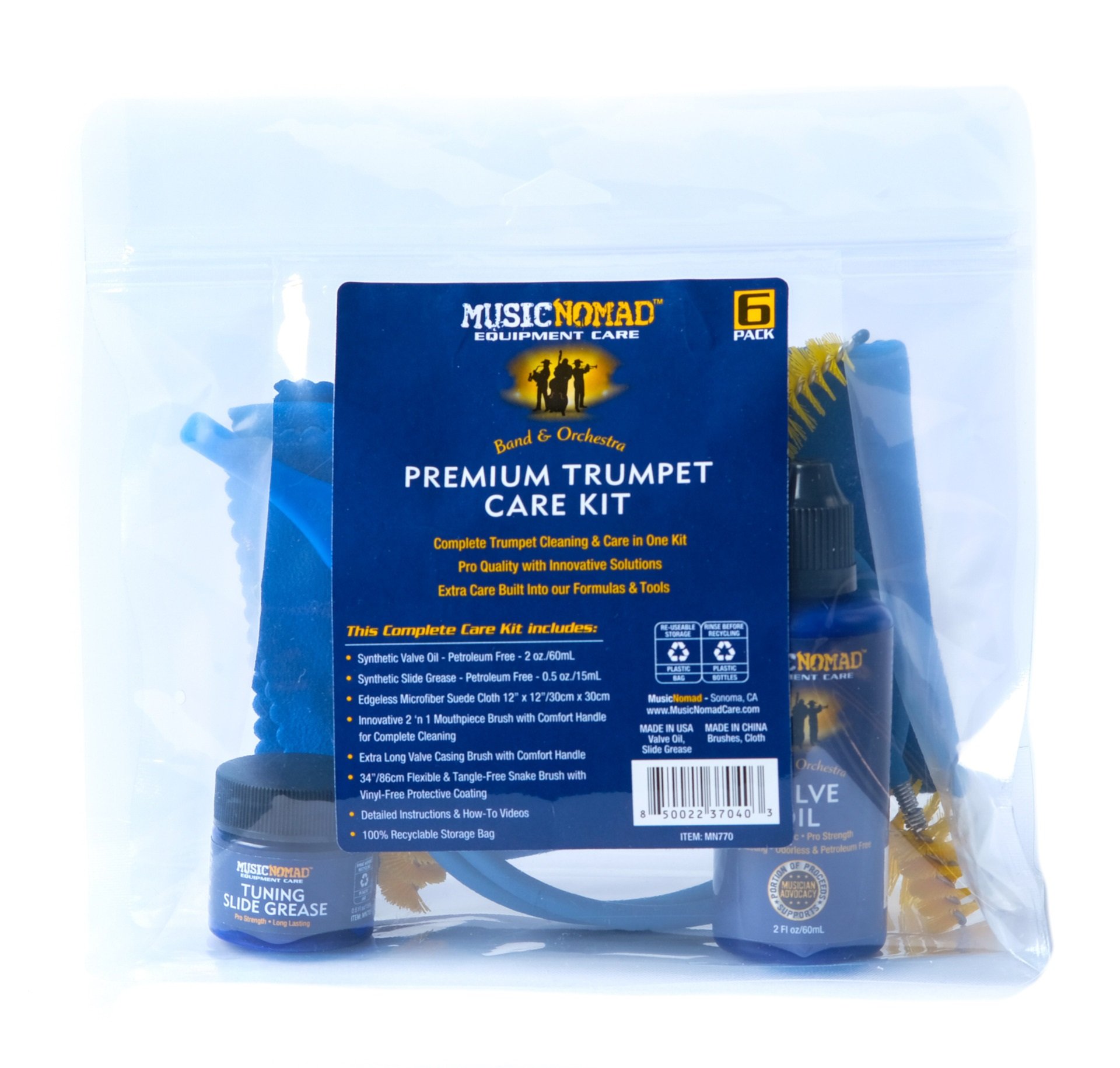 MN770 Premium Trumpet Cleaning & Care Kit 6 pcs.
