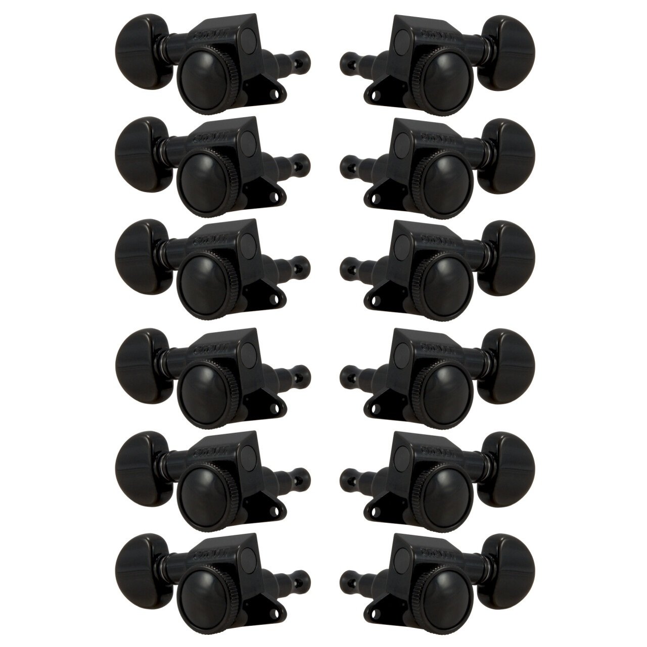 505BC12 Mini Roto-Grip Locking Rotomatics - 12-String Guitar Machine Heads, 6 + 6 - Black Chrome