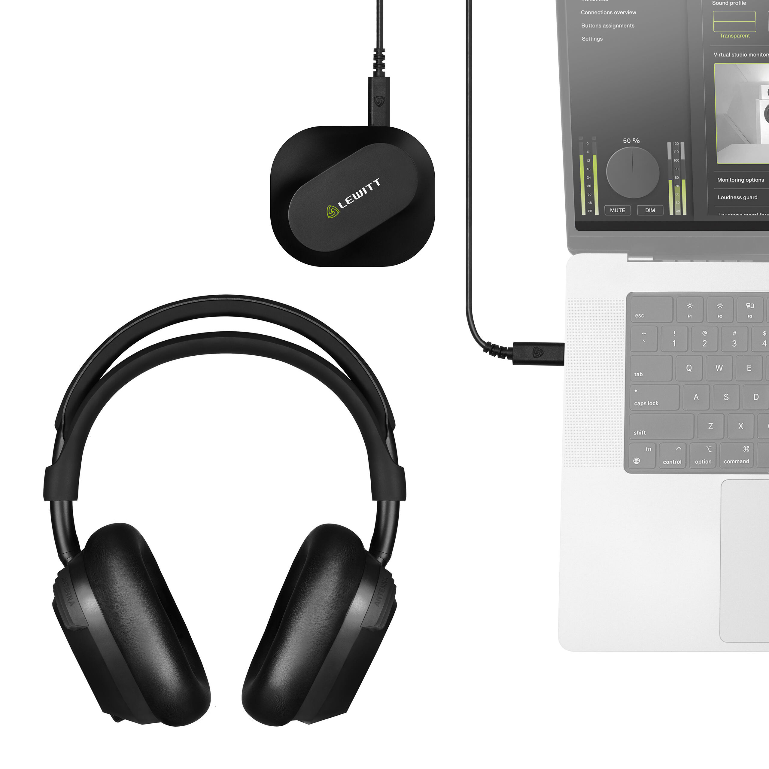 Kopfhörer, Over-Ear, schwarz, USB-C, Kunstleder-Ohrpolster