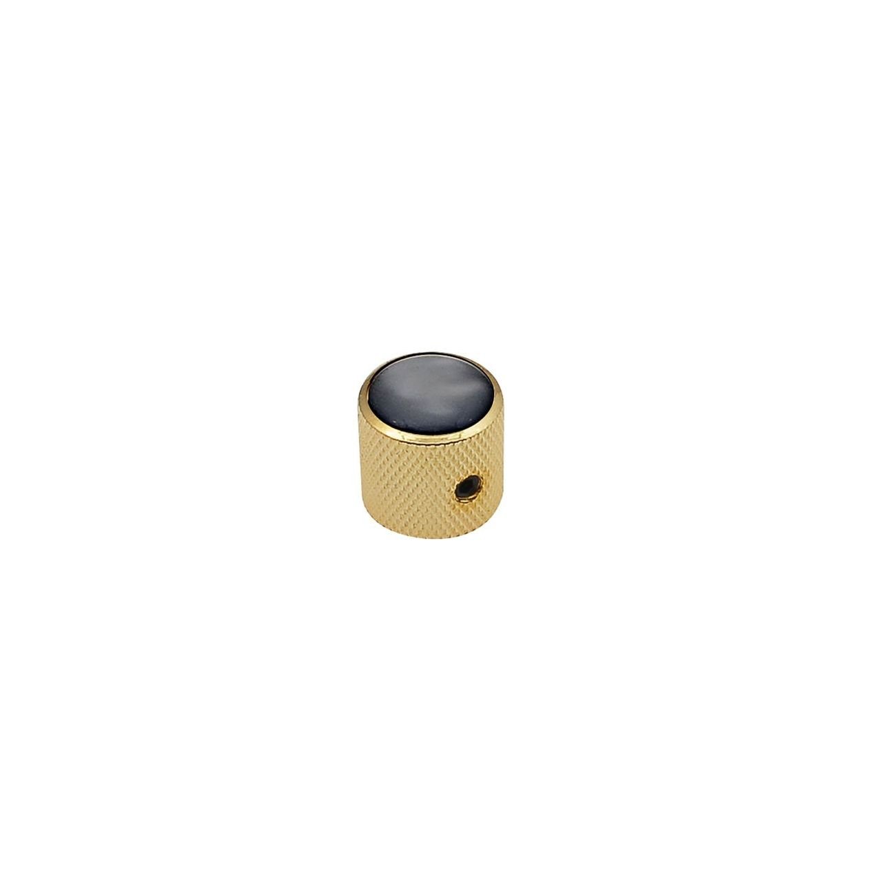 Potiknopf, Dome Knob, mit schwarzer Perleneinlage, 18x18mm, mit Schraube, gold