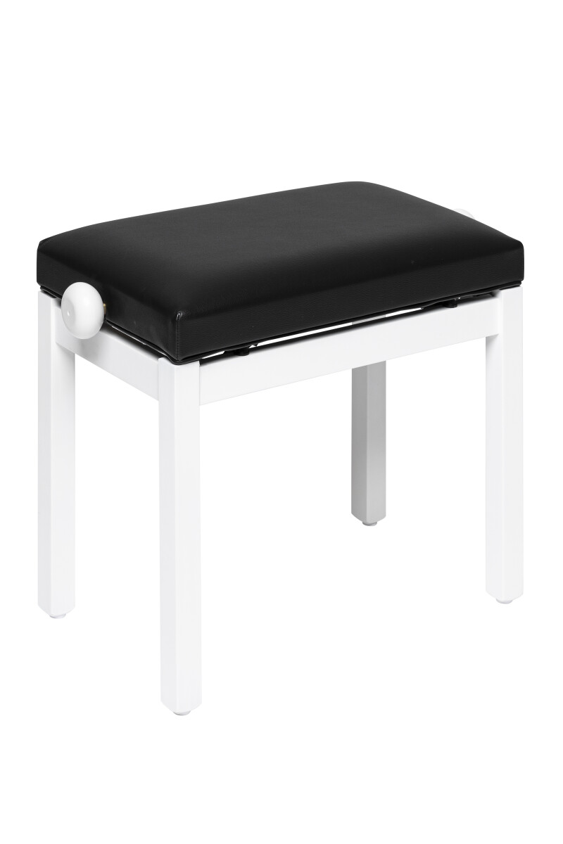 PB36 WHM SBK Klavierbank Weiß Matt, Sitz Vinyl Schwarz