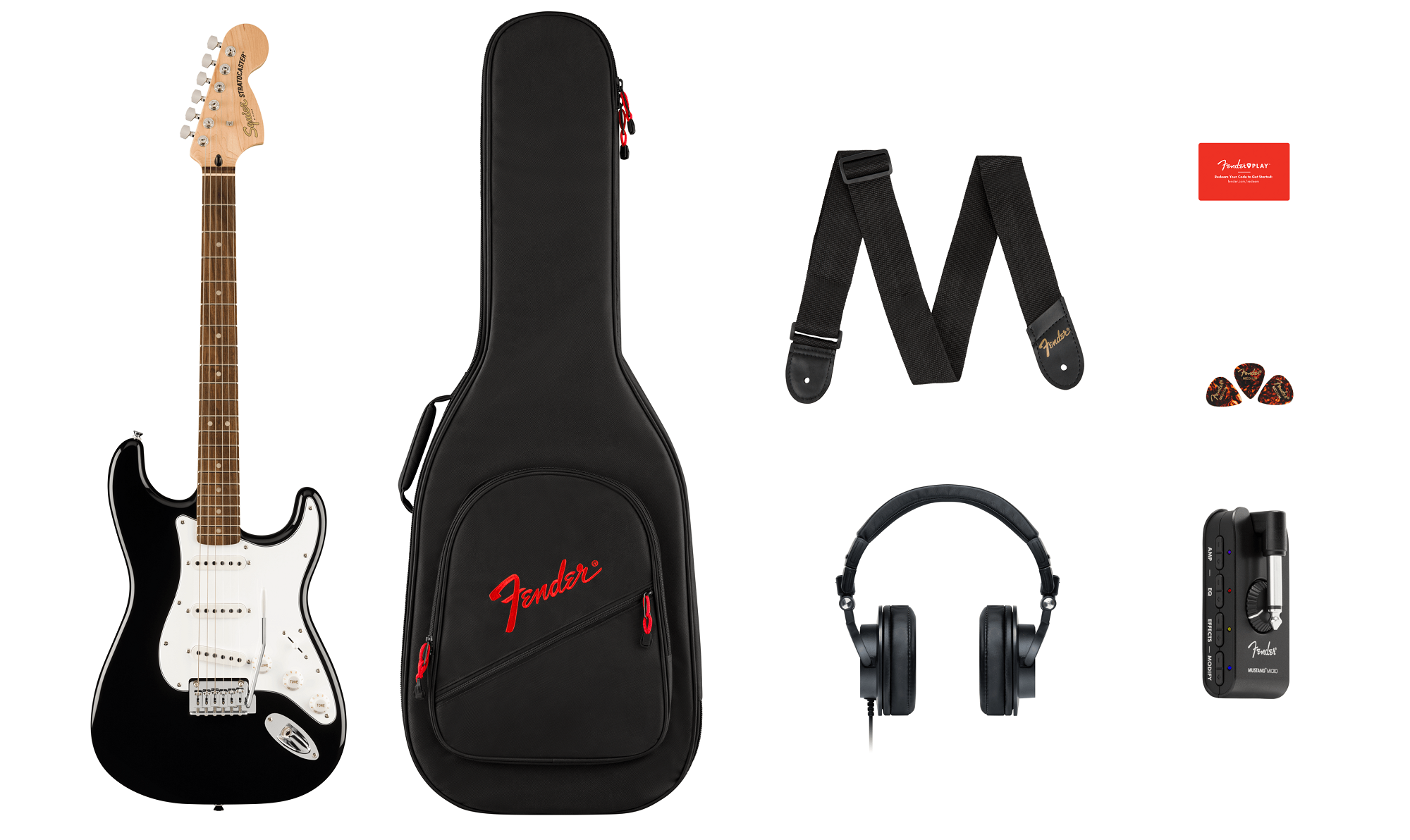 Squier AffinitySeries Stratocaster Mustang Micro Pack