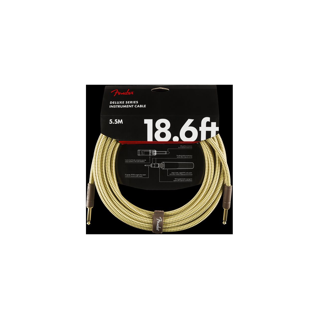 Deluxe Series Instrument Cable, Straight/Straight, 18.6', Tweed (5,5 m)