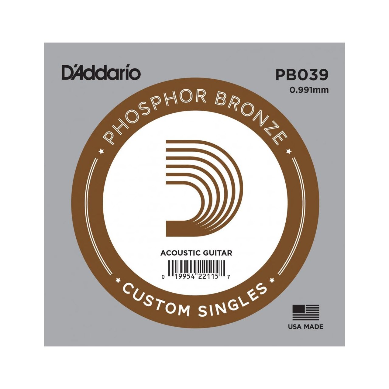 PB039 Einzelsaite für Akustikgitarre, mit Phosphorbronze umsponnen, .039