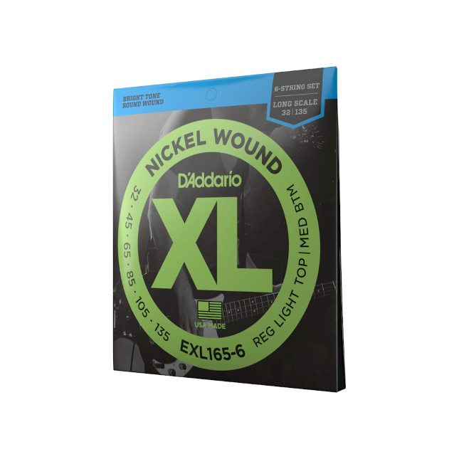 EXL165-6 6-String Nickel Wound Bass Guitar Strings, Custom Light, 32-135, Long Scale