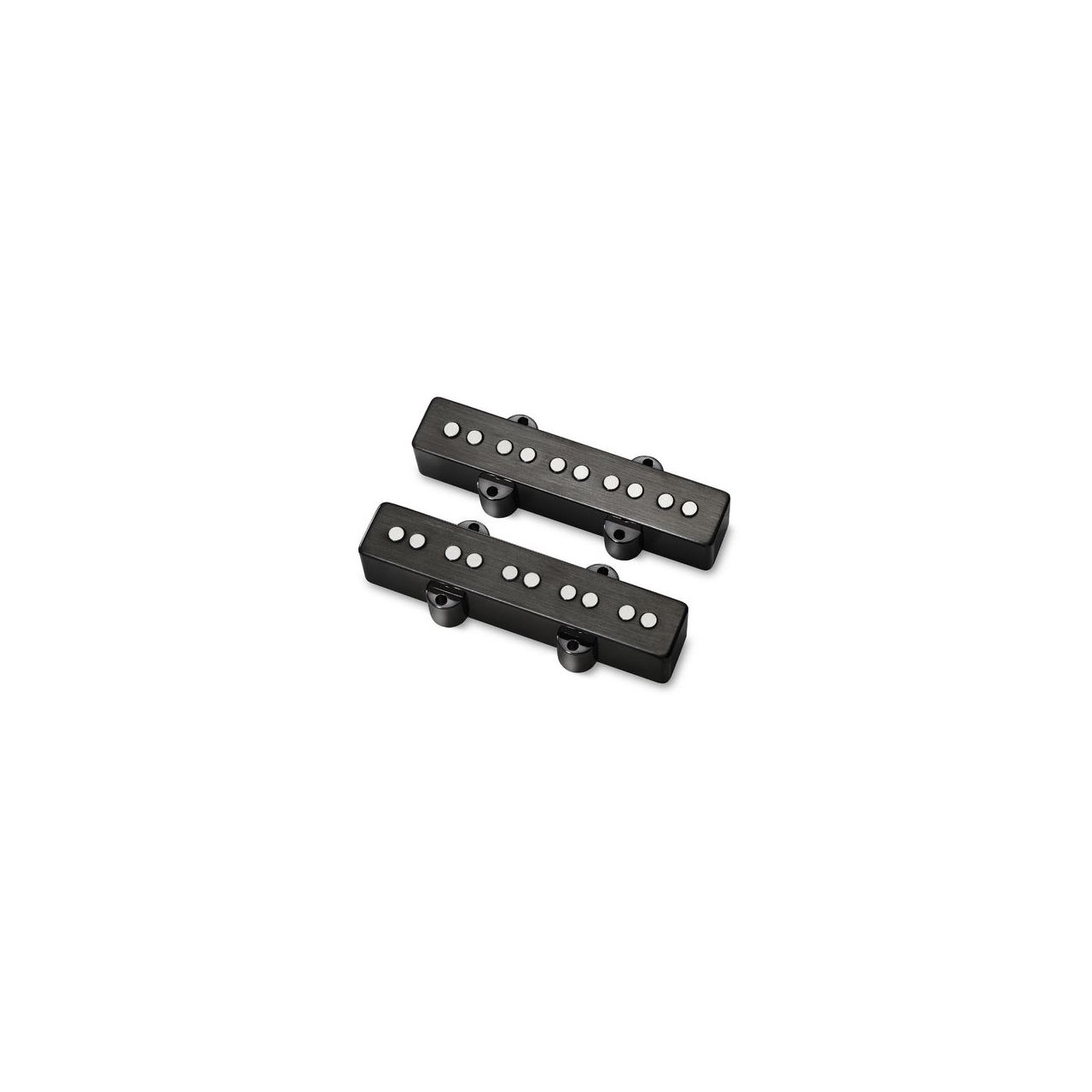 Passive J/J-Style Bass Pickup Set, Metal Cover, Open Pole Pieces, 5-String - Brushed Black Chrome 