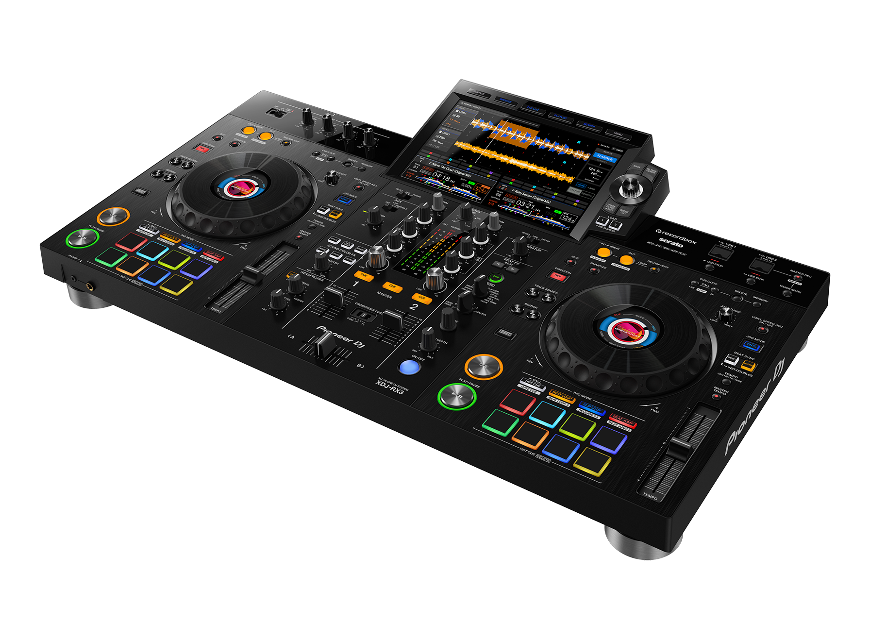 DJ-Controller, Schwarz, Doppel-Plattenteller, Touchscreen, Performance-Pads
