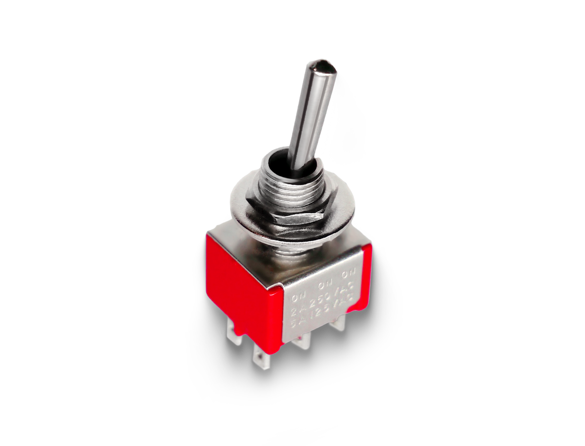 Mini Toggle Switch 2-polig, on/on/on