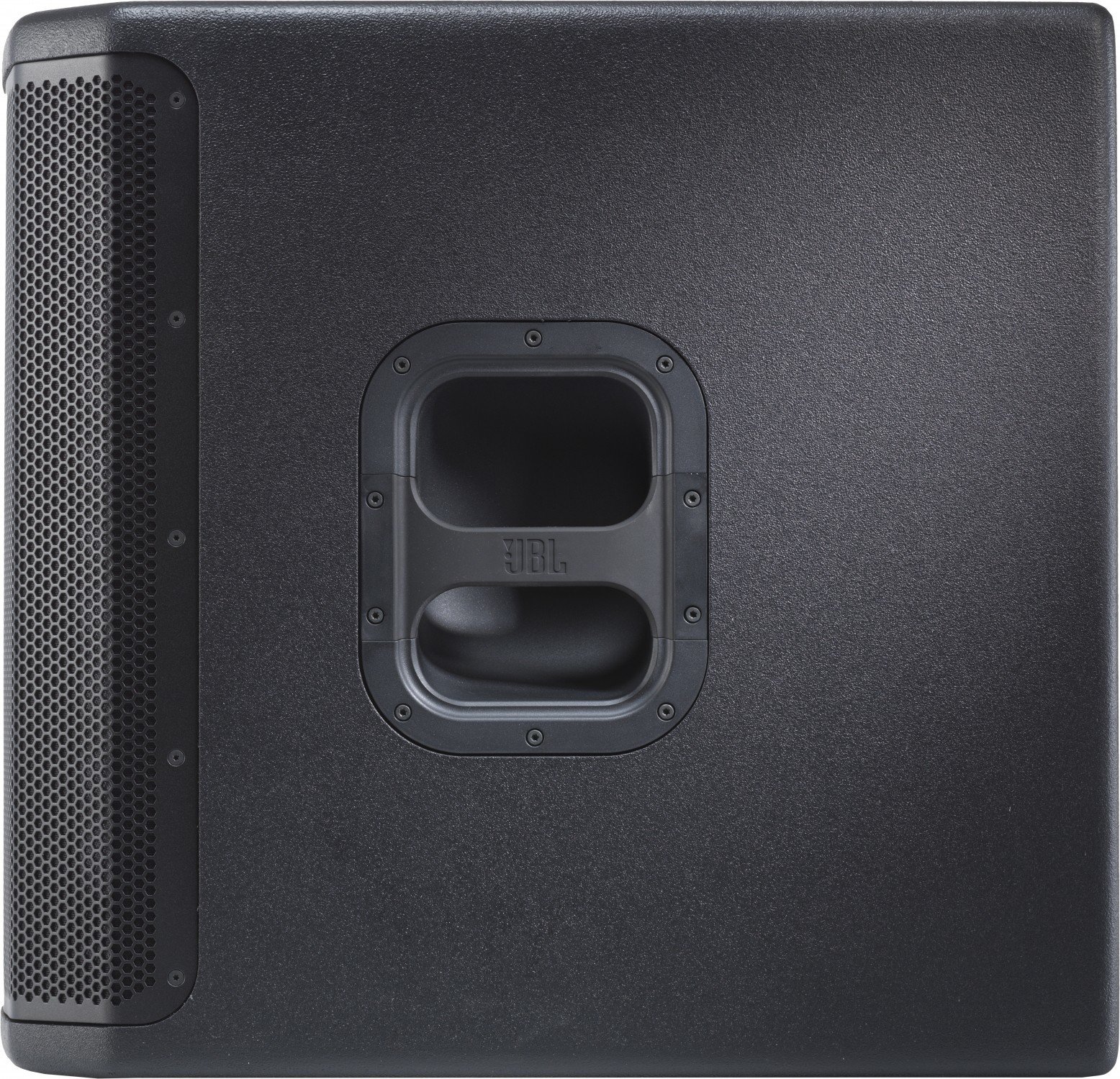 JBL PRX915XLF aktiver 15 Zoll Subwoofer Gesamtansicht – Front und seitliche Sicht auf das Gerät