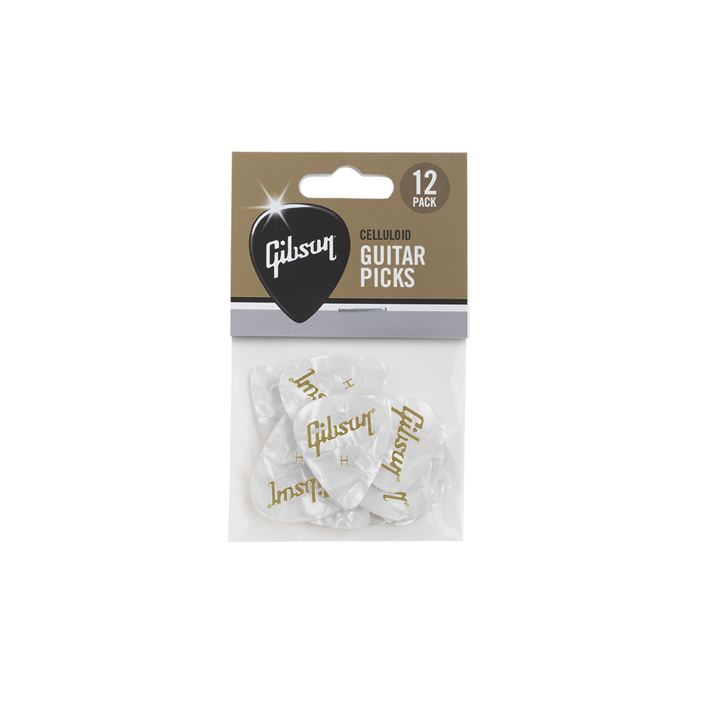 Pearloid White Picks, 12 Pack, Heavy