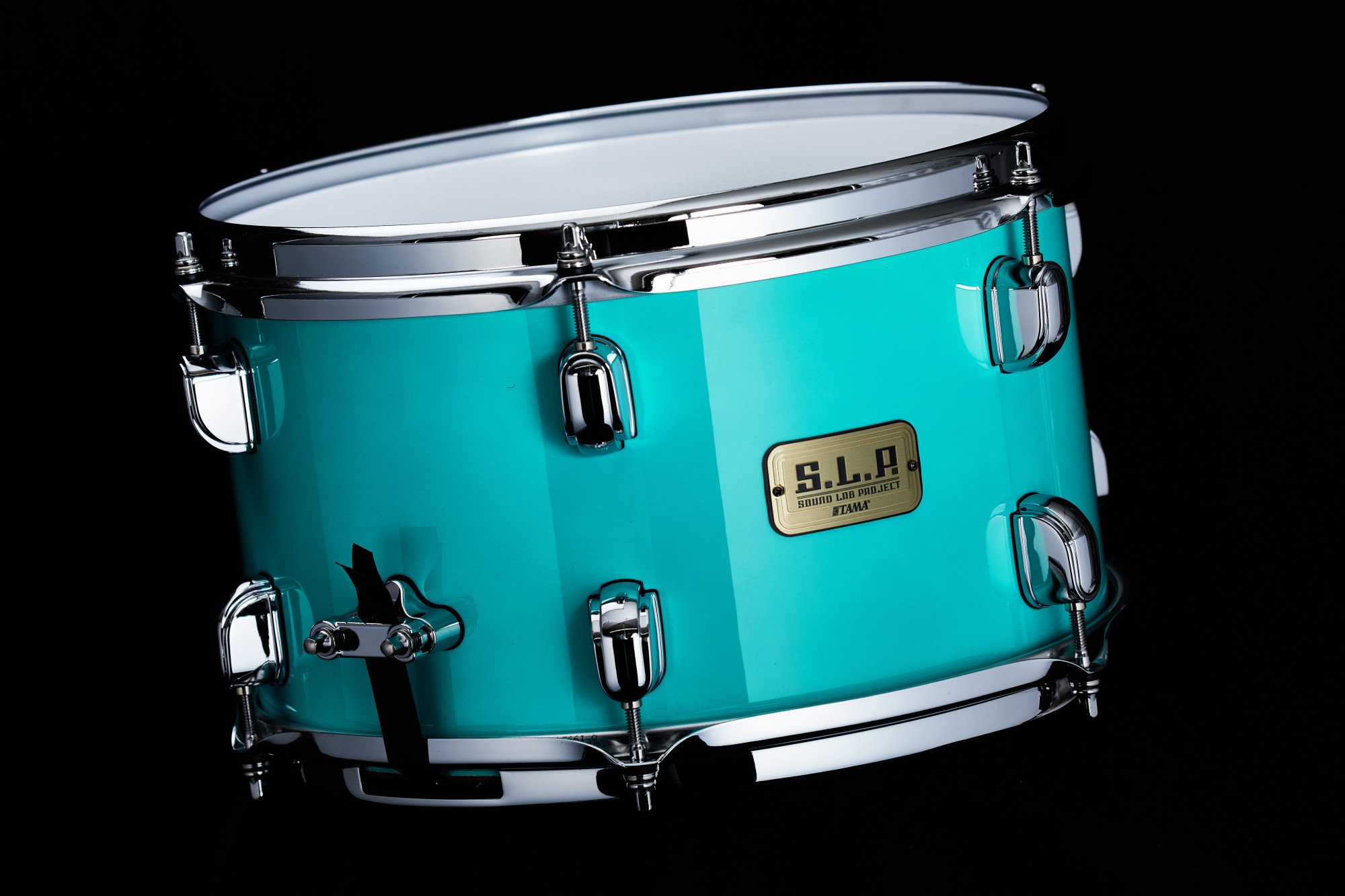 S.L.P. Philo Tsoungui Mod Bubinga Snaredrum 12" x 7" - Electro Turquoise/Chrom HW