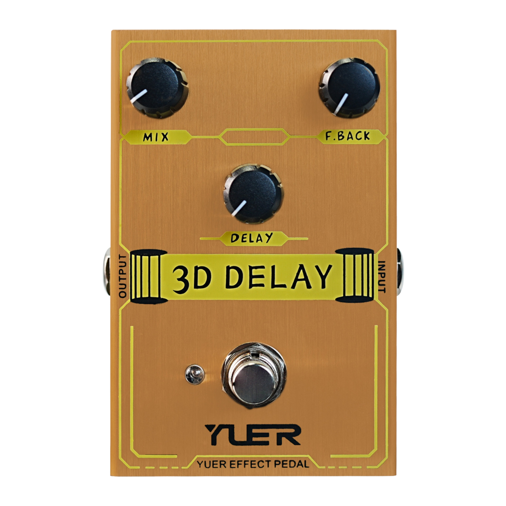 Gitarreneffektpedal, Delay-Effekt, Metallgehäuse, Drehregler, Fußschalter