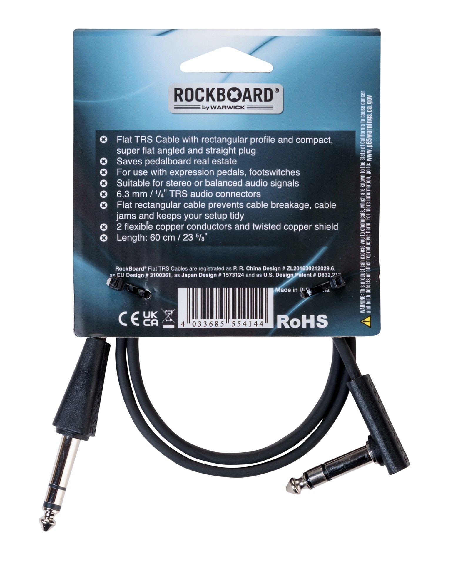 RockBoard Flat TRS Cable Straight / Angled - 60 cm / 23 5/8"