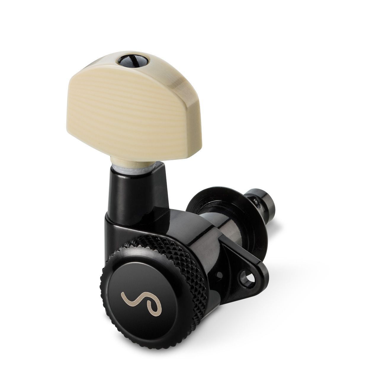 Locking-Mechanik M6 90 Black Chrome Large mit Galalith Flügeln 3 left + 3 right 