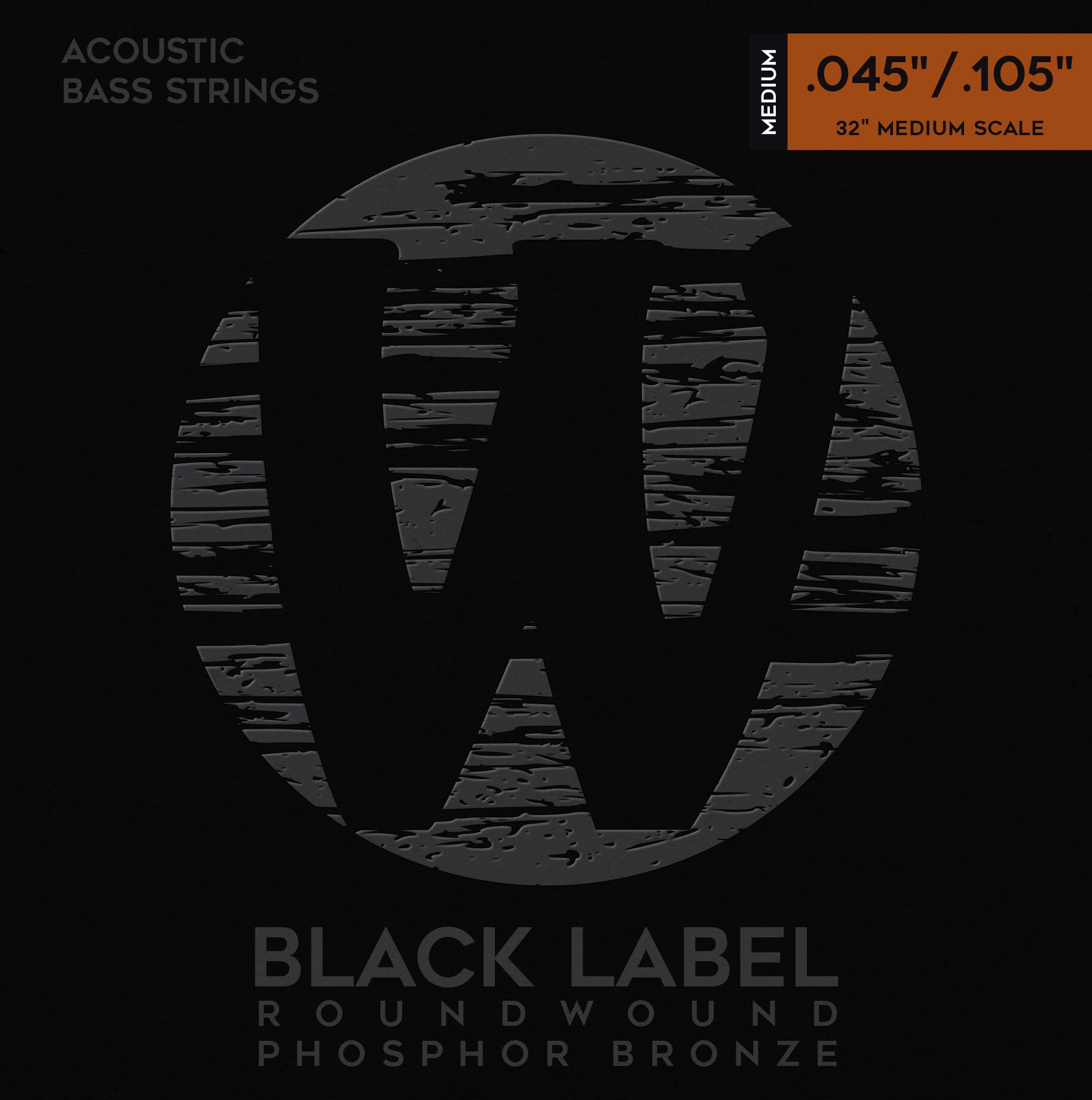 Black Label Acoustic Bass String Set, Phosphor Bronze, 4, Medium