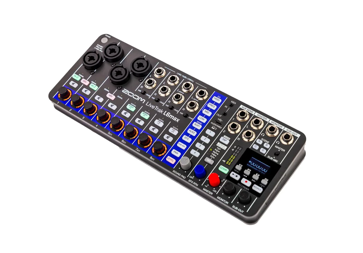 Zoom LiveTrak L6max Dreiviertelansicht: ¾ Perspektive