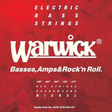 Red Strings Bass String Set, Nickel-Plated Steel - 5-String, Low B, Medium, .045-.135