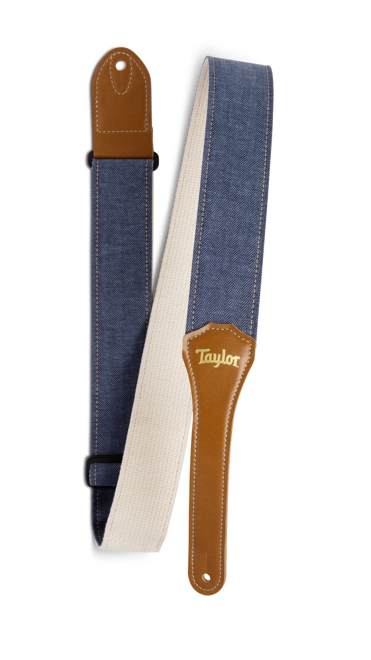 Vegan Guitar Strap Hemp Herringbone Cotton Blue  