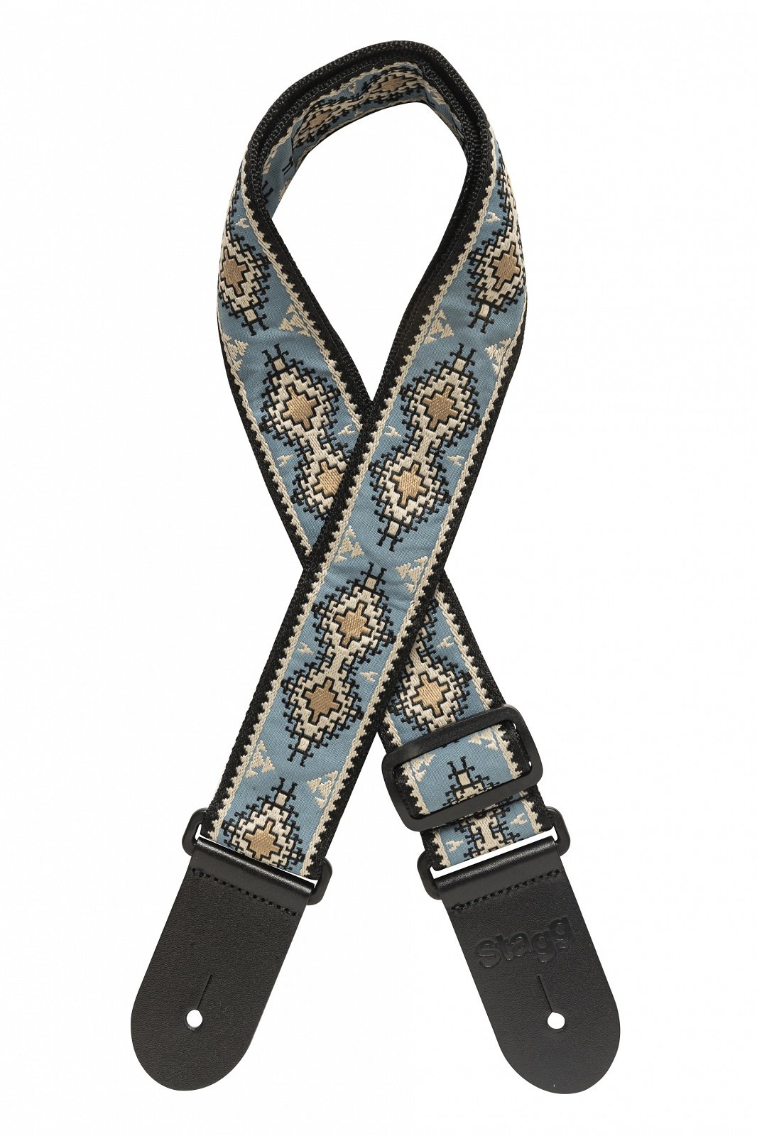 Gitarrengurt aus gewebtem Nylon, Rautenmuster, blau