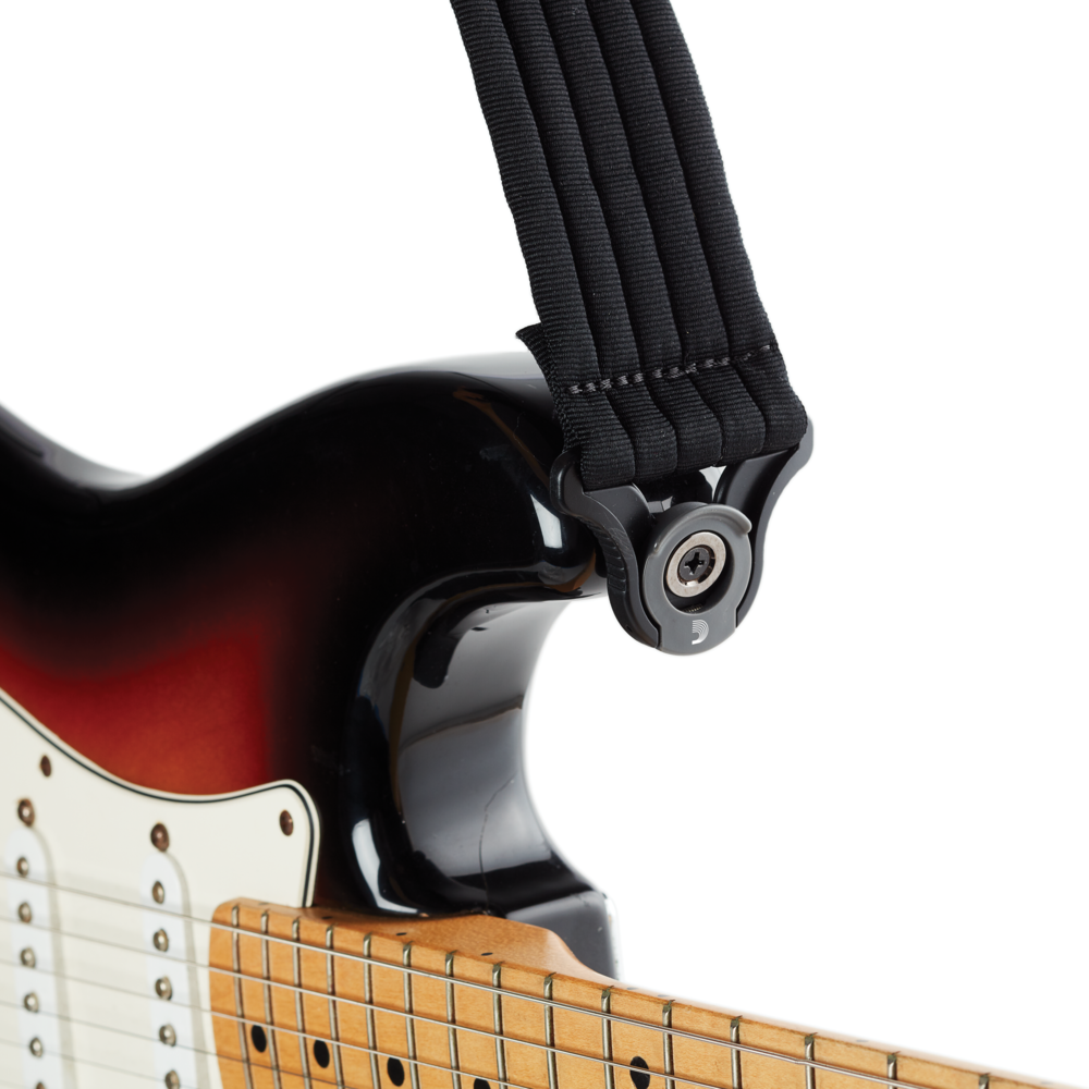 Auto Lock Gitarrengurt gepolstert, schwarze Streifen