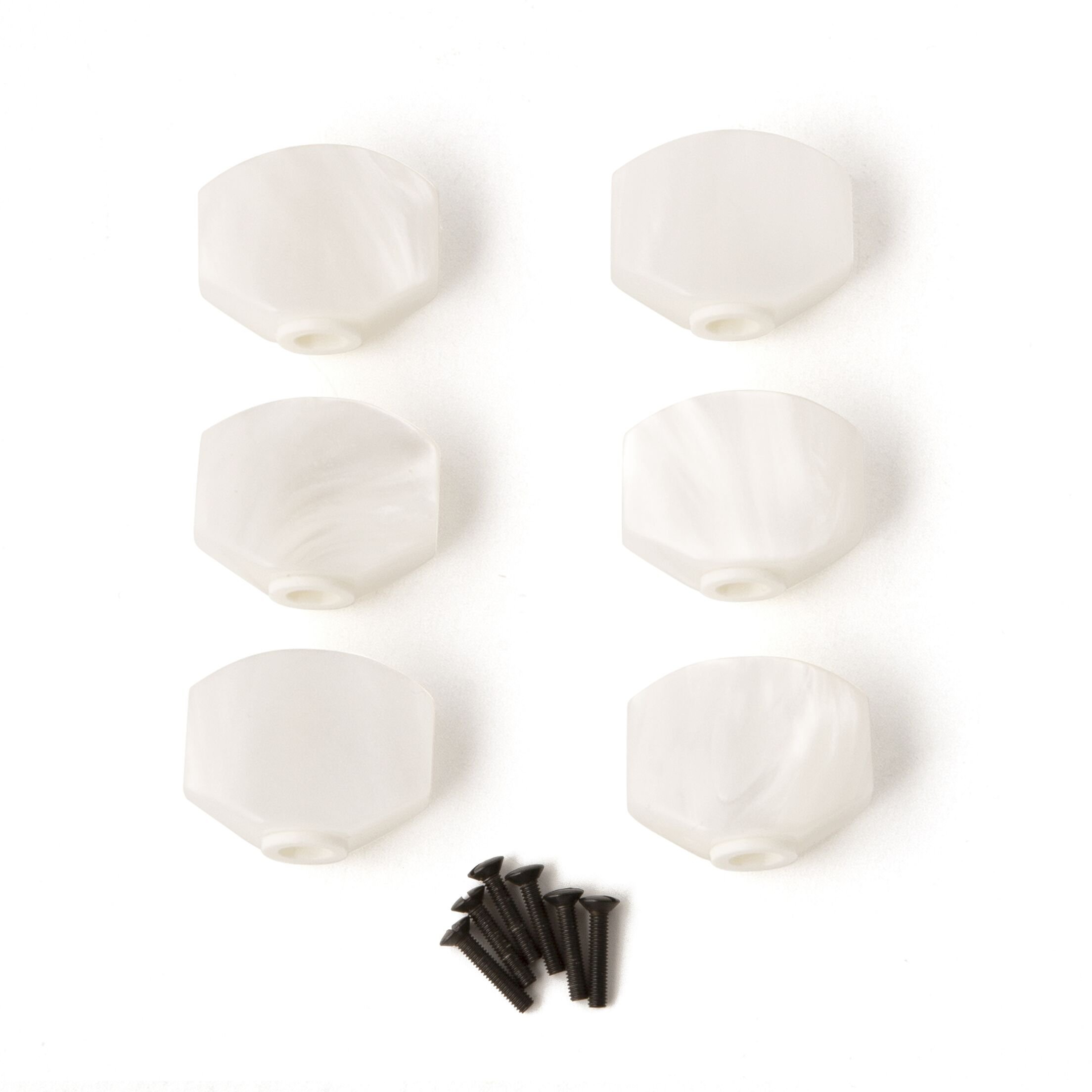 Phase III Tuner Buttons, Pearloid (small), w/black screws, (6er set)