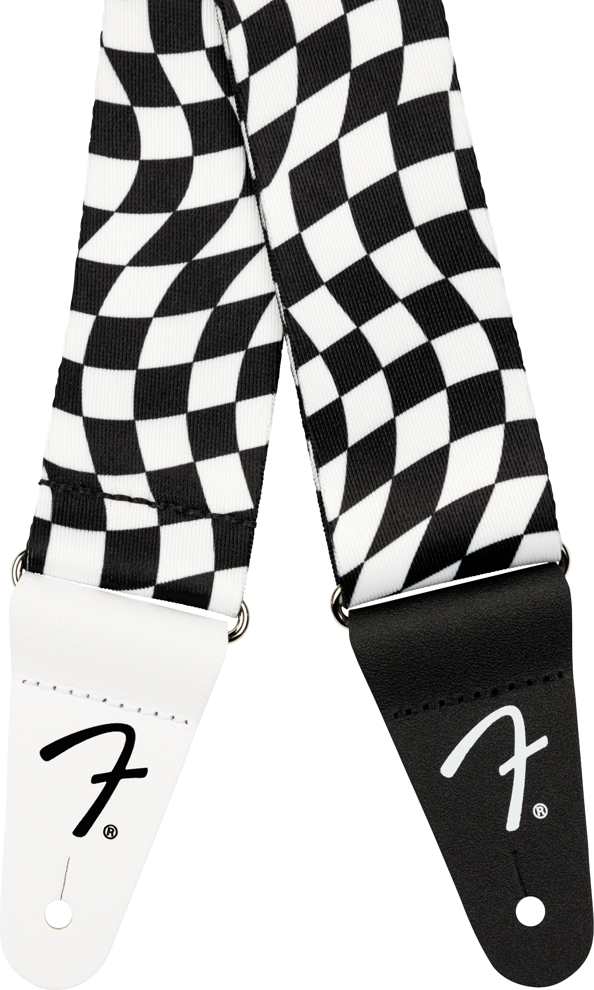 Wavy Checkerboard Polyester Strap, Black/White