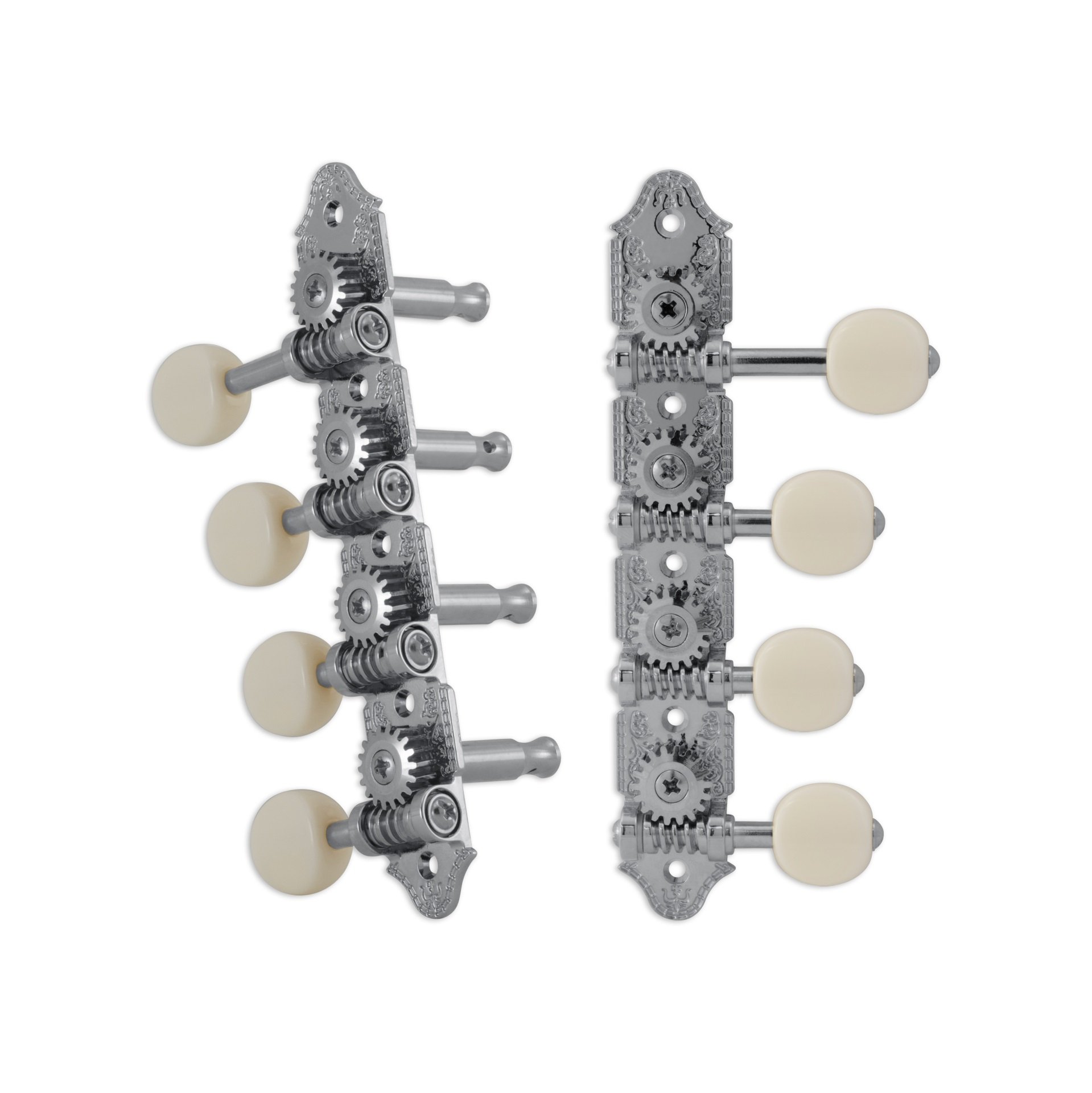 409FVCW Mandolin Machine Heads, Vintage 4 + 4, for "F"-Style Mandolins - Chrome