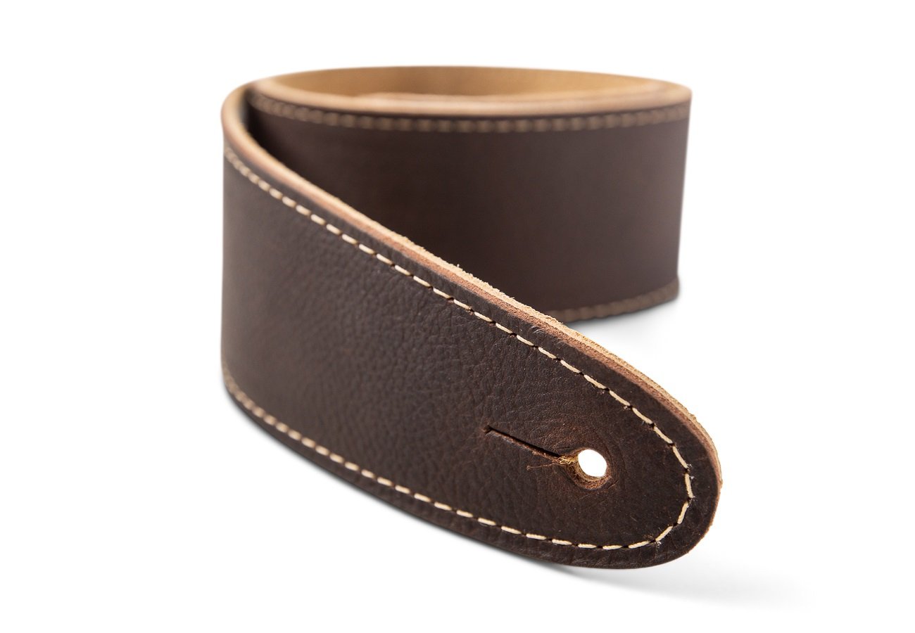 Leather Guitar Strap - Suede Back Choc Brown