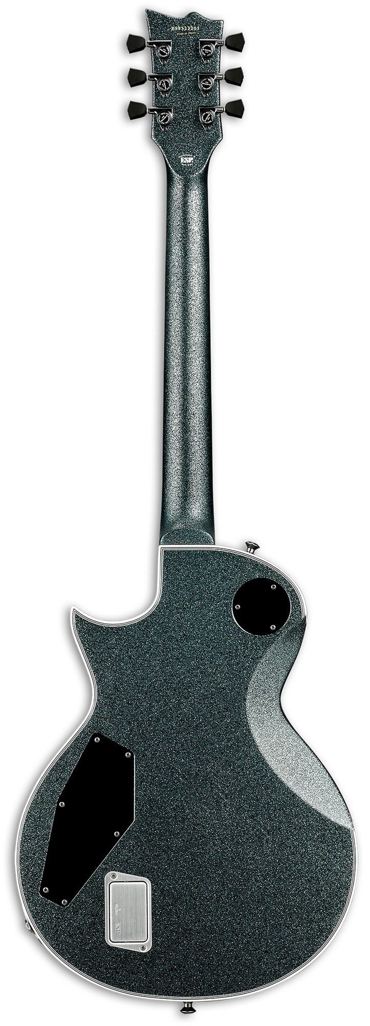 E-Gitarre, Glitzerlack, dunkelgrün, massiver Korpus, sechs Saiten