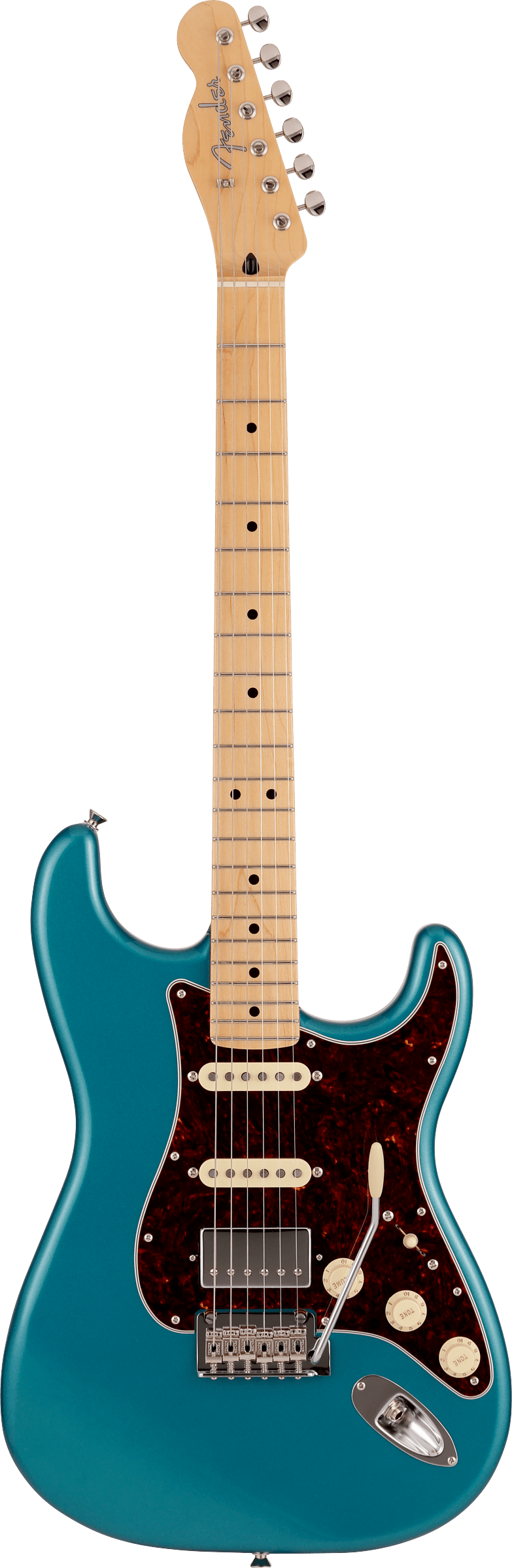 Made in Japan Hybrid II Stratocaster® HSS Limited Run Reverse Telecaster Head, Maple, Ocean Turquois