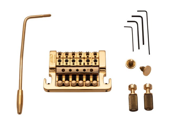 2220 - Stud Mount Guitar Tremolo (Brass Cam / Brass Saddles) - Gold