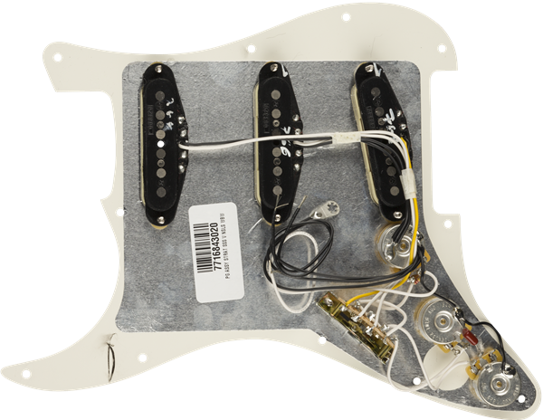 Pre-Wired Strat Pickguard, Vintage Noiseless SSS, Parchment 11 Hole PG
