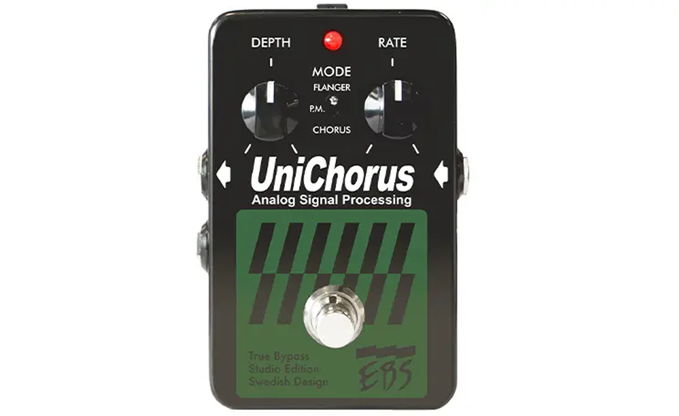 Gitarreneffektpedal, Chorus-Effekt, Analog, schwarzes Gehäuse, True Bypass