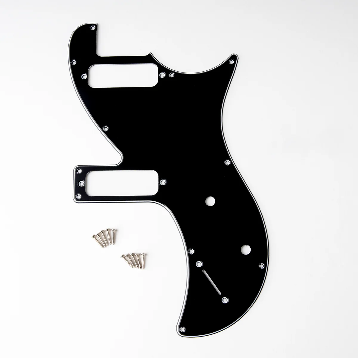 Gitarren-Schlagbrett, E-Gitarre, schwarz, Humbucker-Aussparungen, Montageschrauben