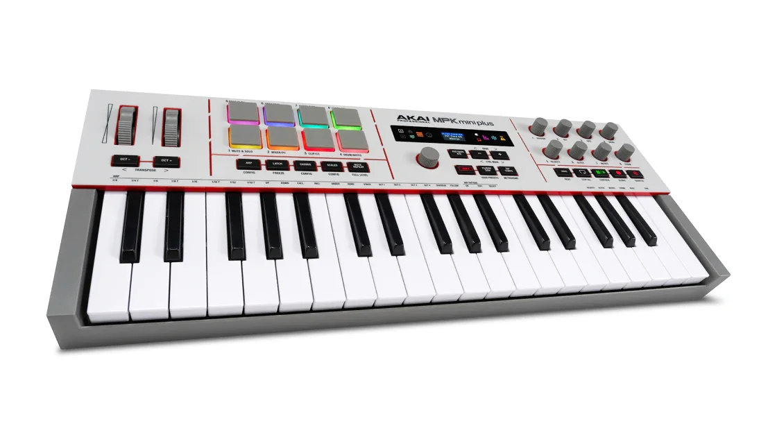 MIDI-Keyboard, Synthesizer, Tastatur mit 37 Tasten, Pitch- und Modulationsräder, Graues Gehäuse