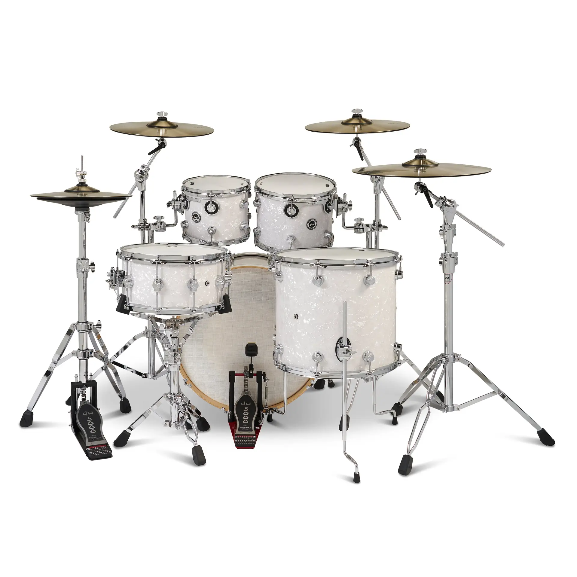 White Marine Pearl | 5-tlg Drum Kit Set mit 4 Becken
