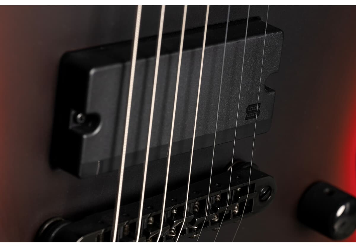EXL-7B Black Metal II Black Redburst Satin Baritone E-Gitarre