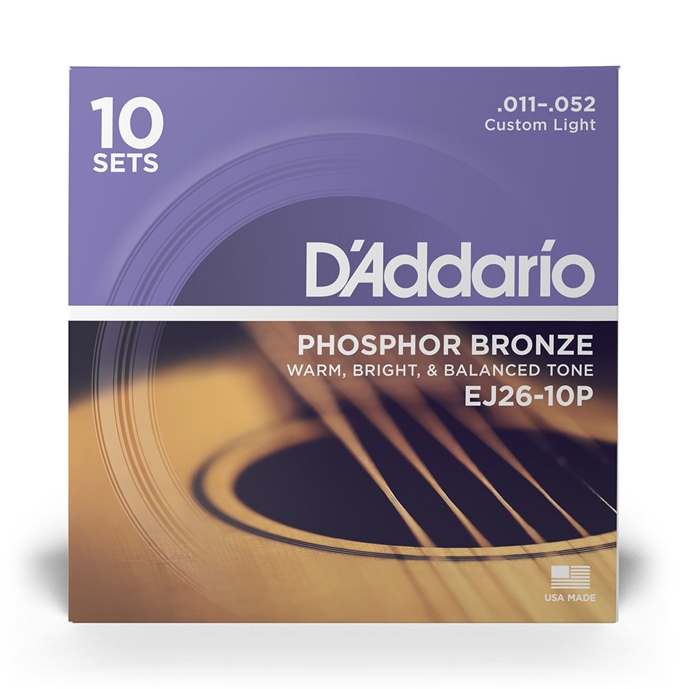 EJ26-10P Saiten für Akustikgitarre, Phosphorbronze, Light, 11-52, 10 Sätze