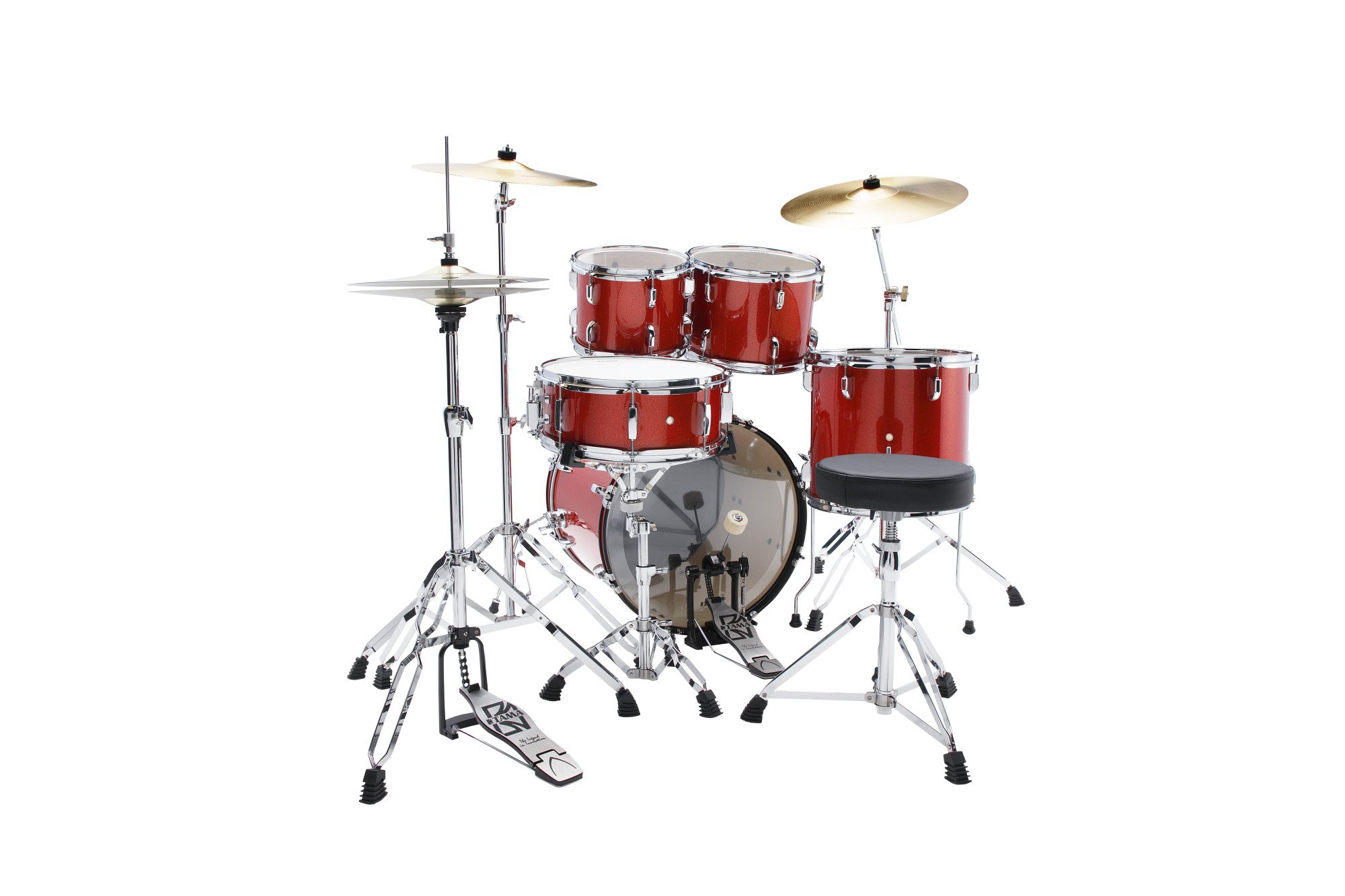 Stagestar Drumkit 5 teilig (20" BD) - Candy Red Sparkle/Chrom HW + MEINL Cymbals BCS Cymbal Set