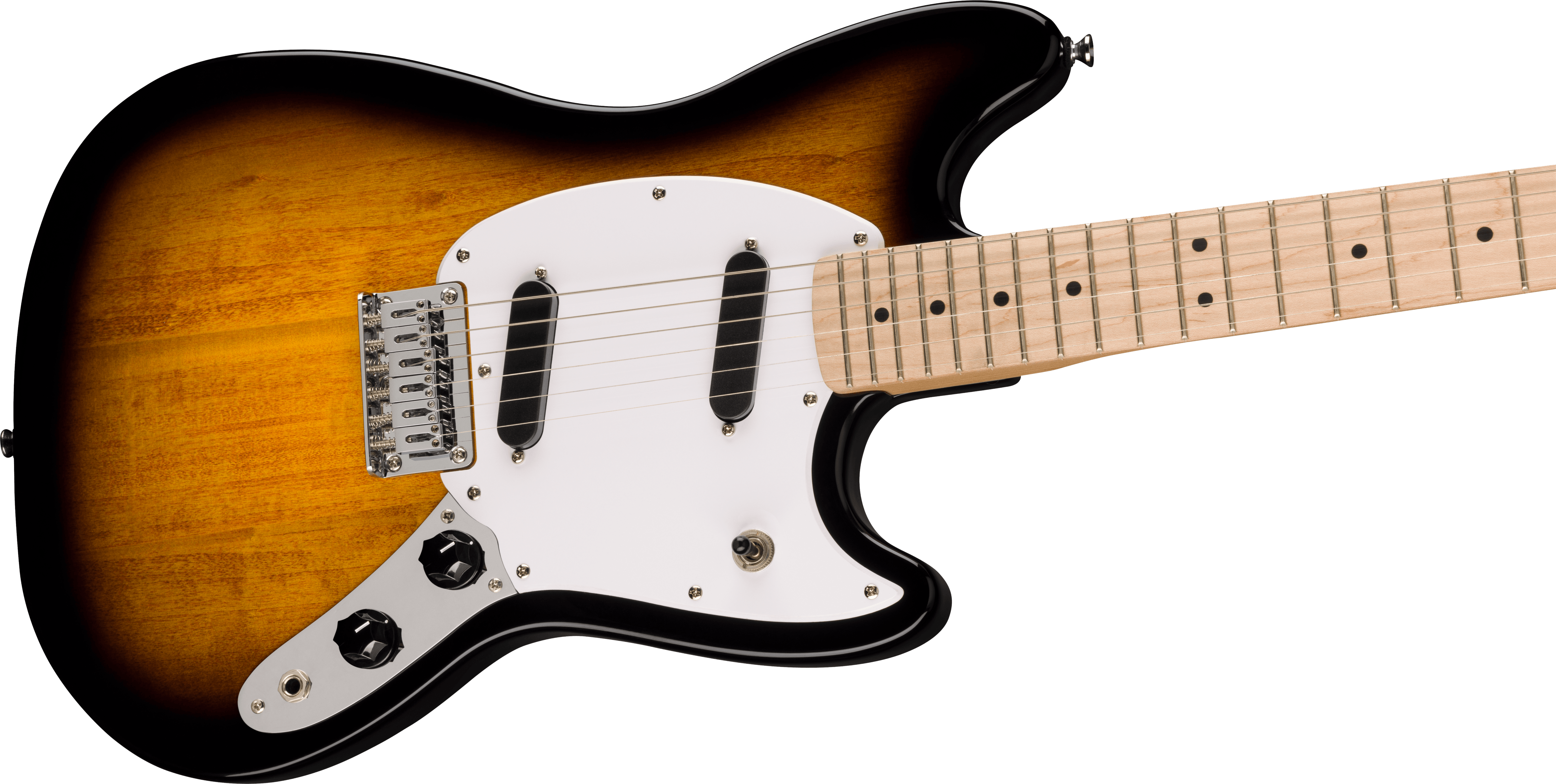 Sonic™ Mustang®, Maple Fingerboard, White Pickguard, 2-Color Sunburst