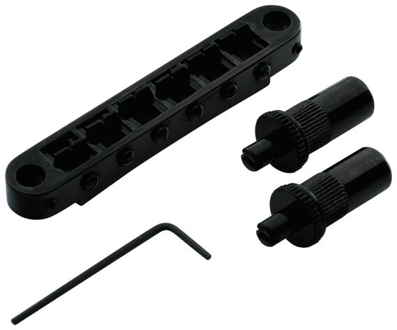 T3BT B - Metric Tune-O-Matic Bridge (Large Posts / Notched Saddles) - Black