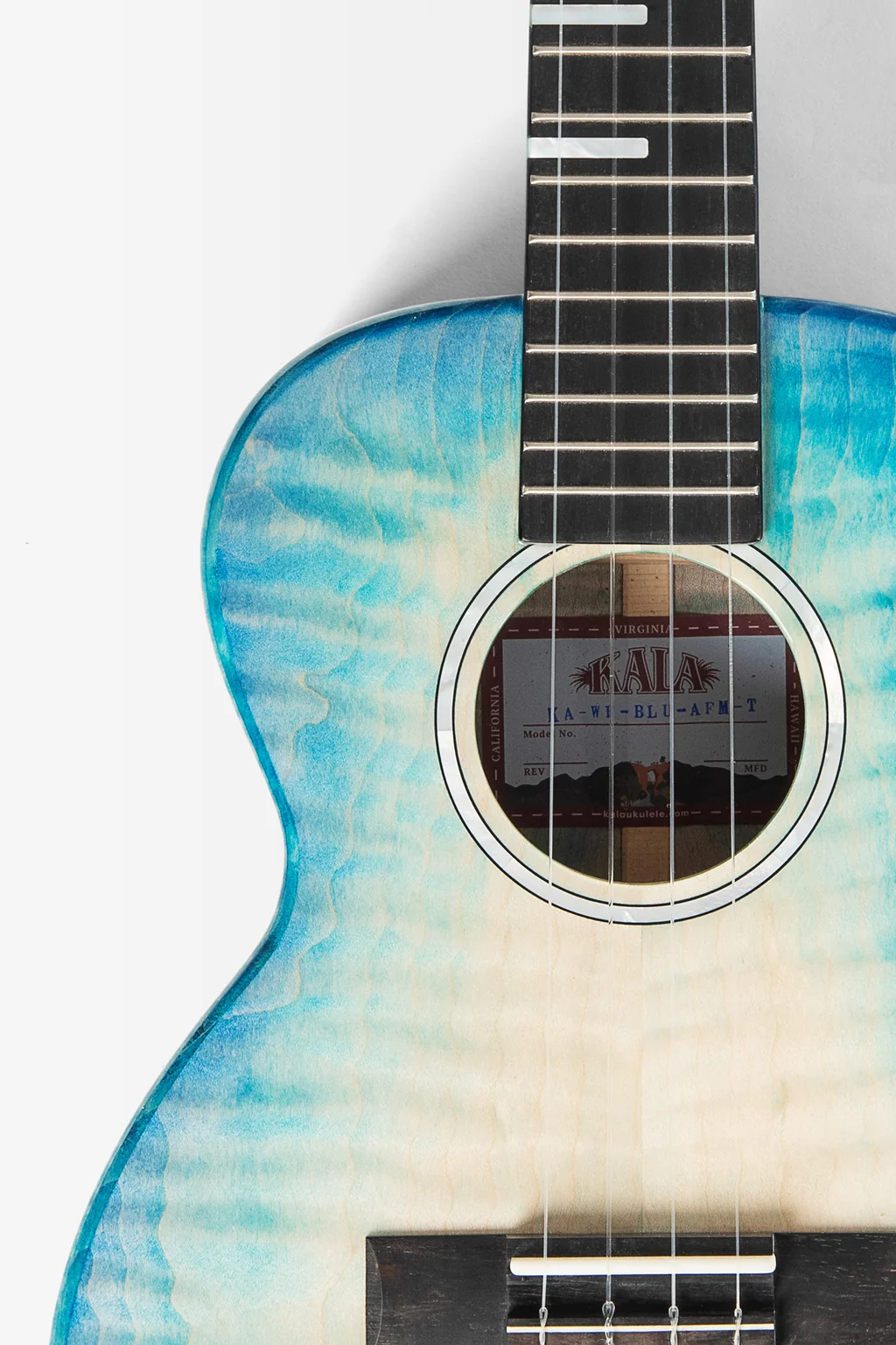 All Solid Blue Flame Maple Waterfall Tenor Ukulele