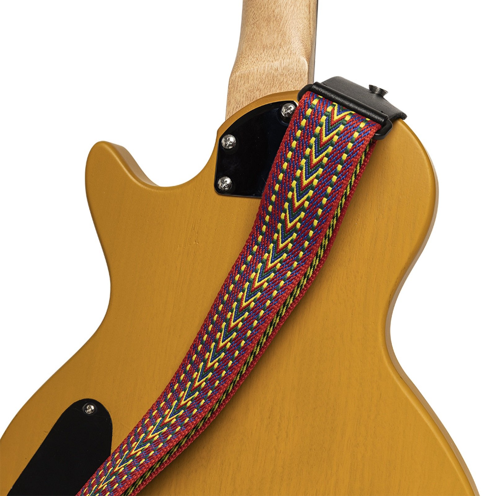 Gitarrengurt aus gewebter Baumwolle mit Sparrenmuster, orange